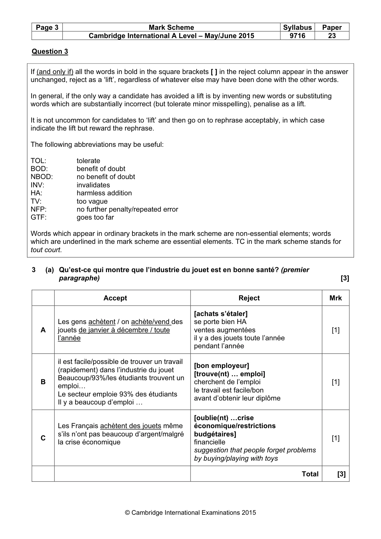 Mark scheme, page 3 of 11
