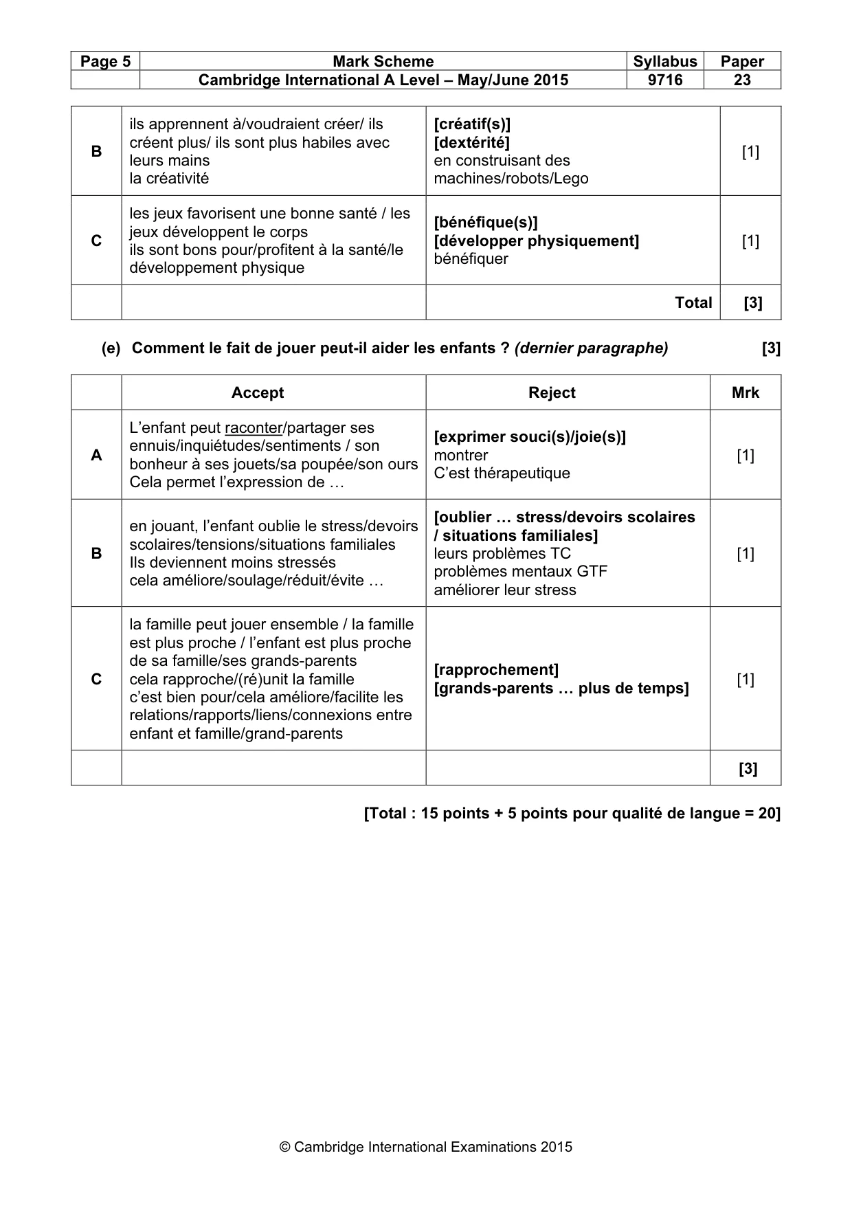 Mark scheme, page 5 of 11