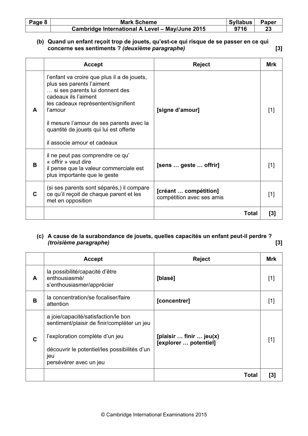 Mark scheme, page 8 of 11