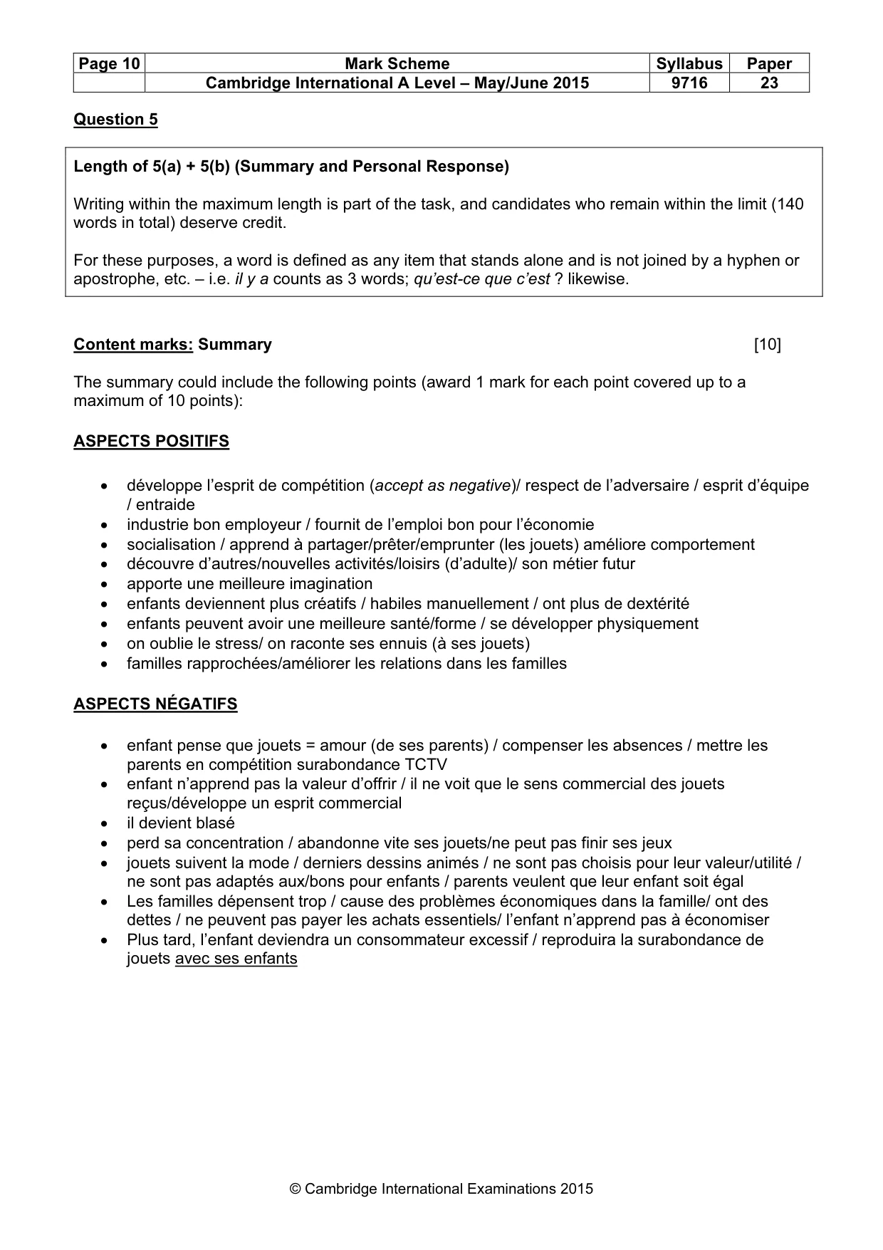 Mark scheme, page 10 of 11