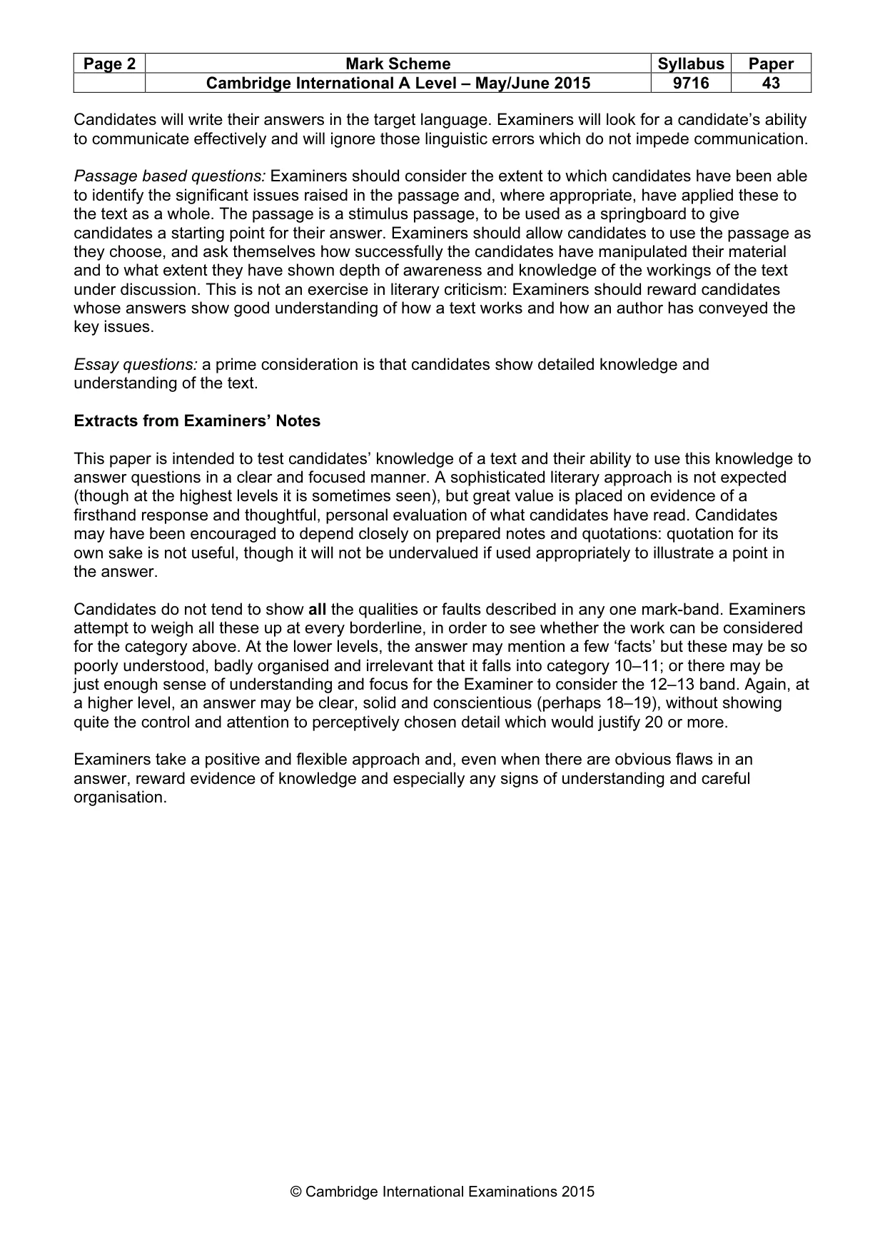Mark scheme, page 2 of 3