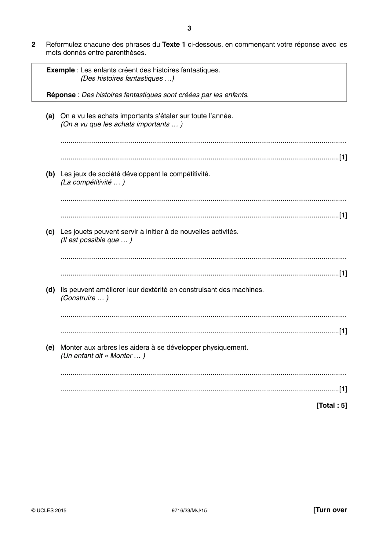 Cambridge A Level French (A Level only) 9716 2015 May/June Paper 2 · Variant 3 question paper, page 3 of 8