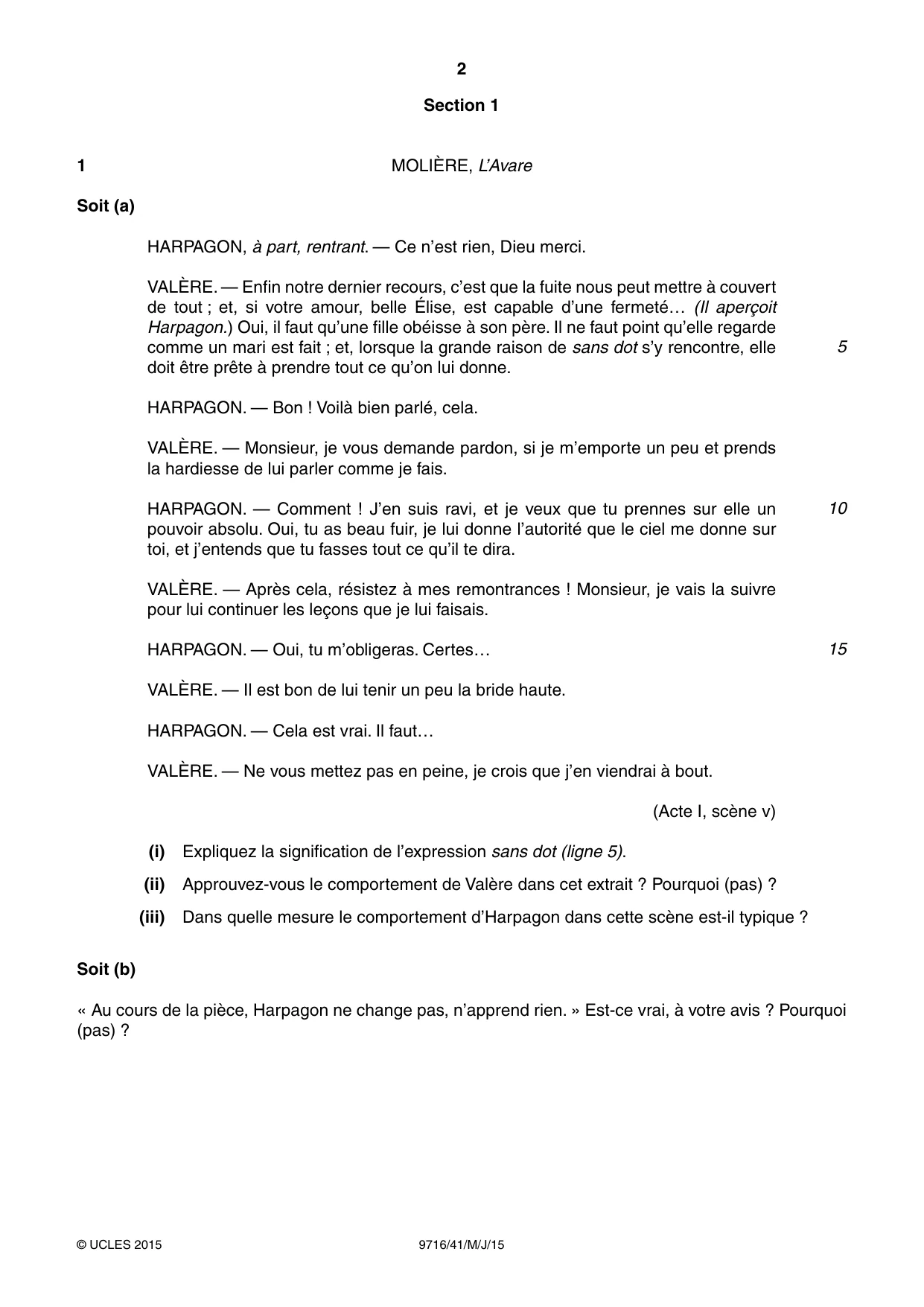 Cambridge A Level French (A Level only) 9716 2015 May/June Paper 4 · Variant 1 question paper, page 2 of 8