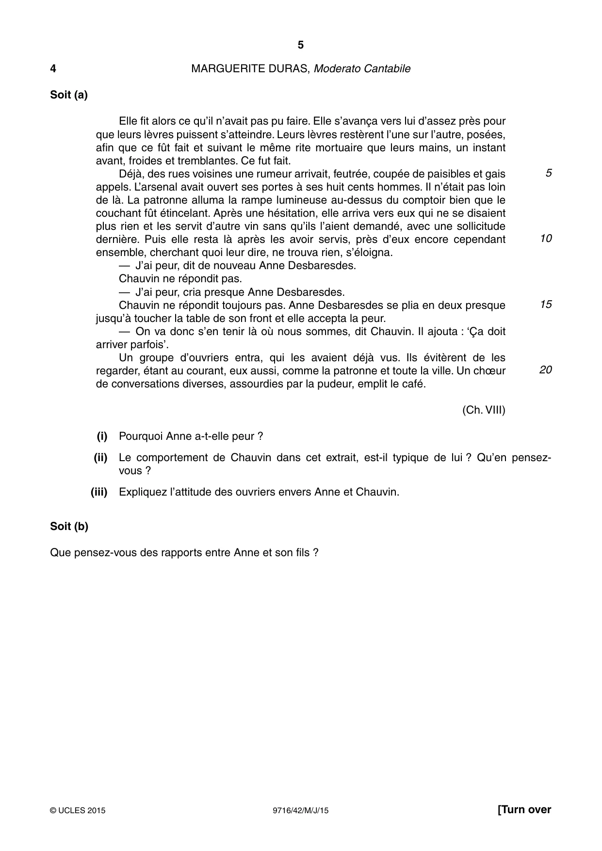 Cambridge A Level French (A Level only) 9716 2015 May/June Paper 4 · Variant 2 question paper, page 5 of 8