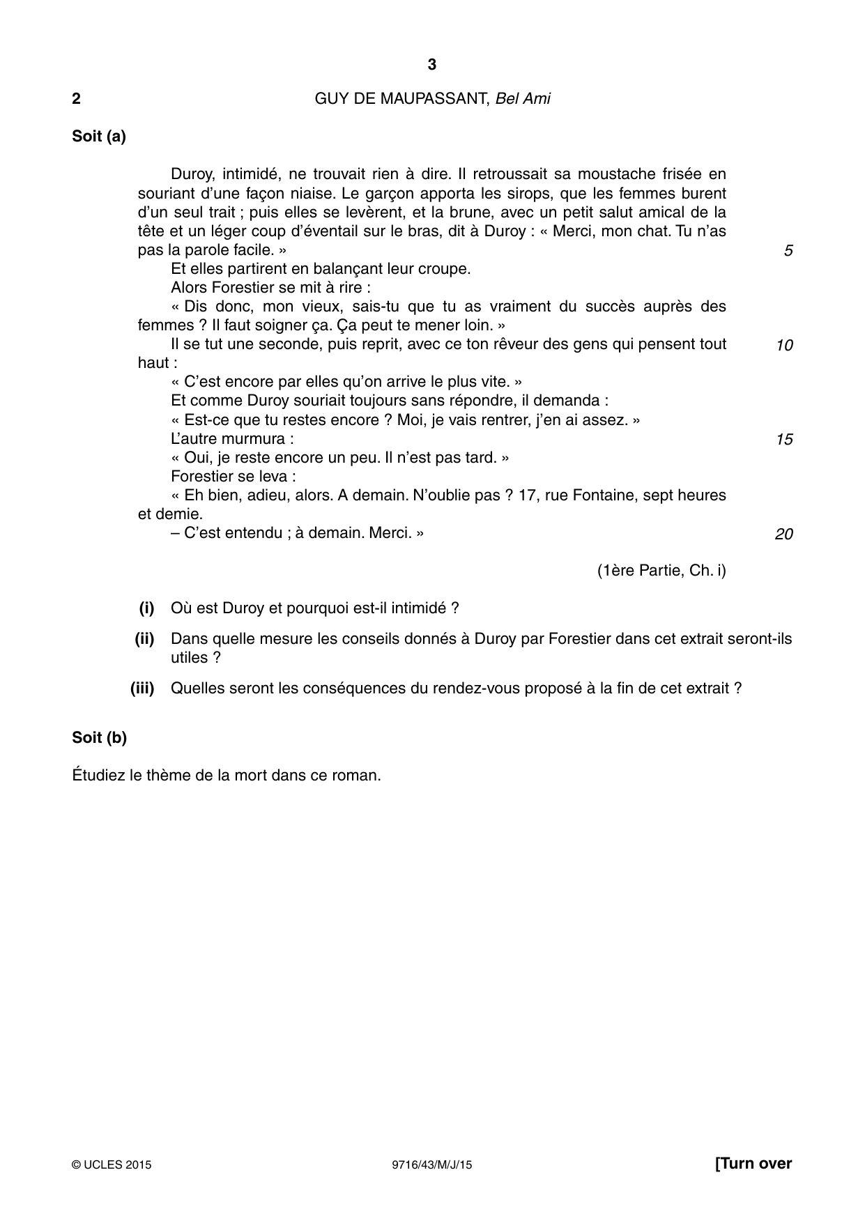 Cambridge A Level French (A Level only) 9716 2015 May/June Paper 4 · Variant 3 question paper, page 3 of 8