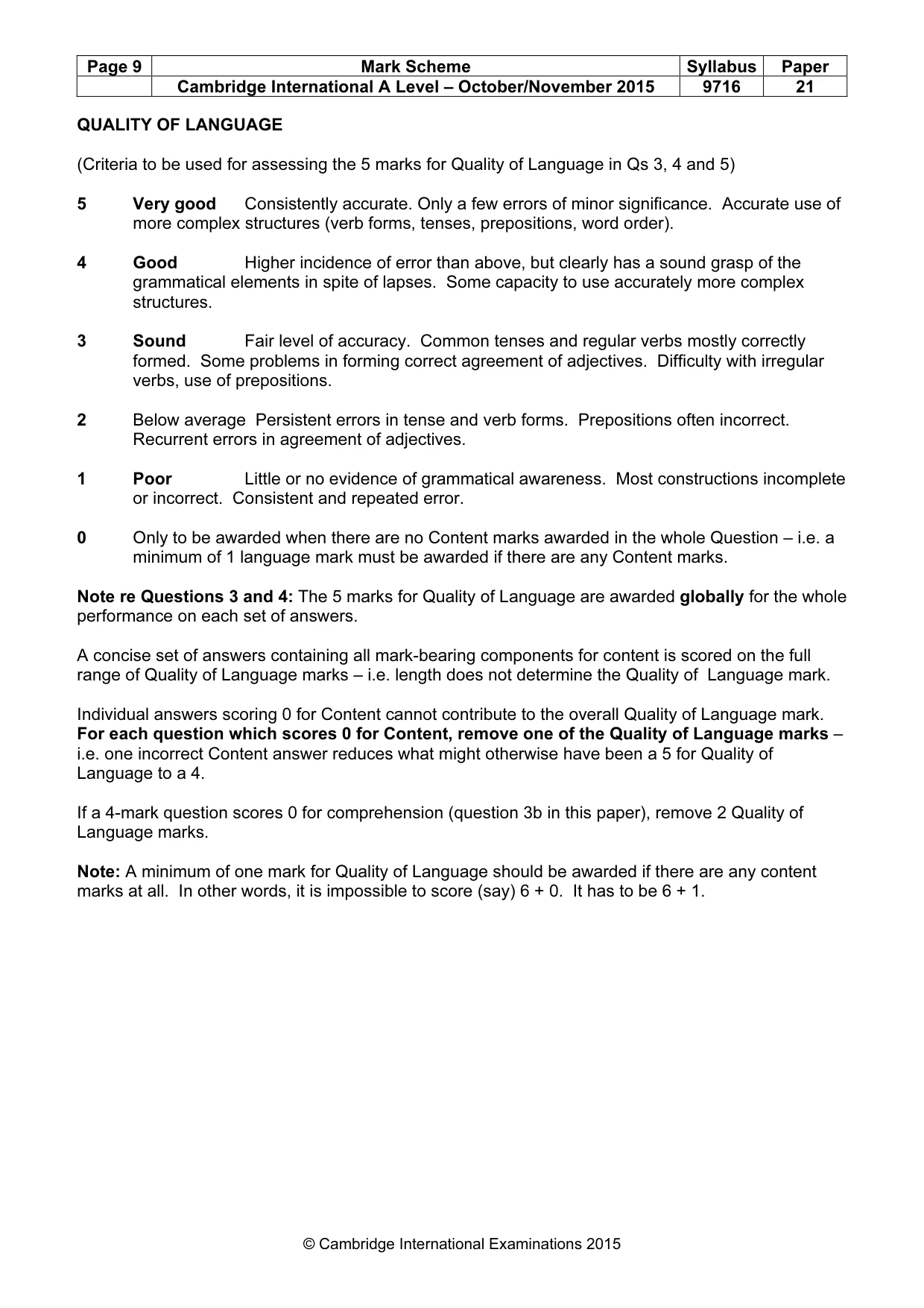 Mark scheme, page 9 of 16