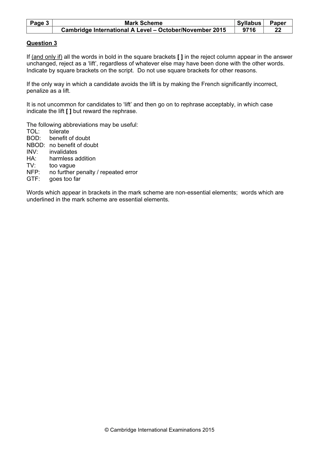 Mark scheme, page 3 of 16