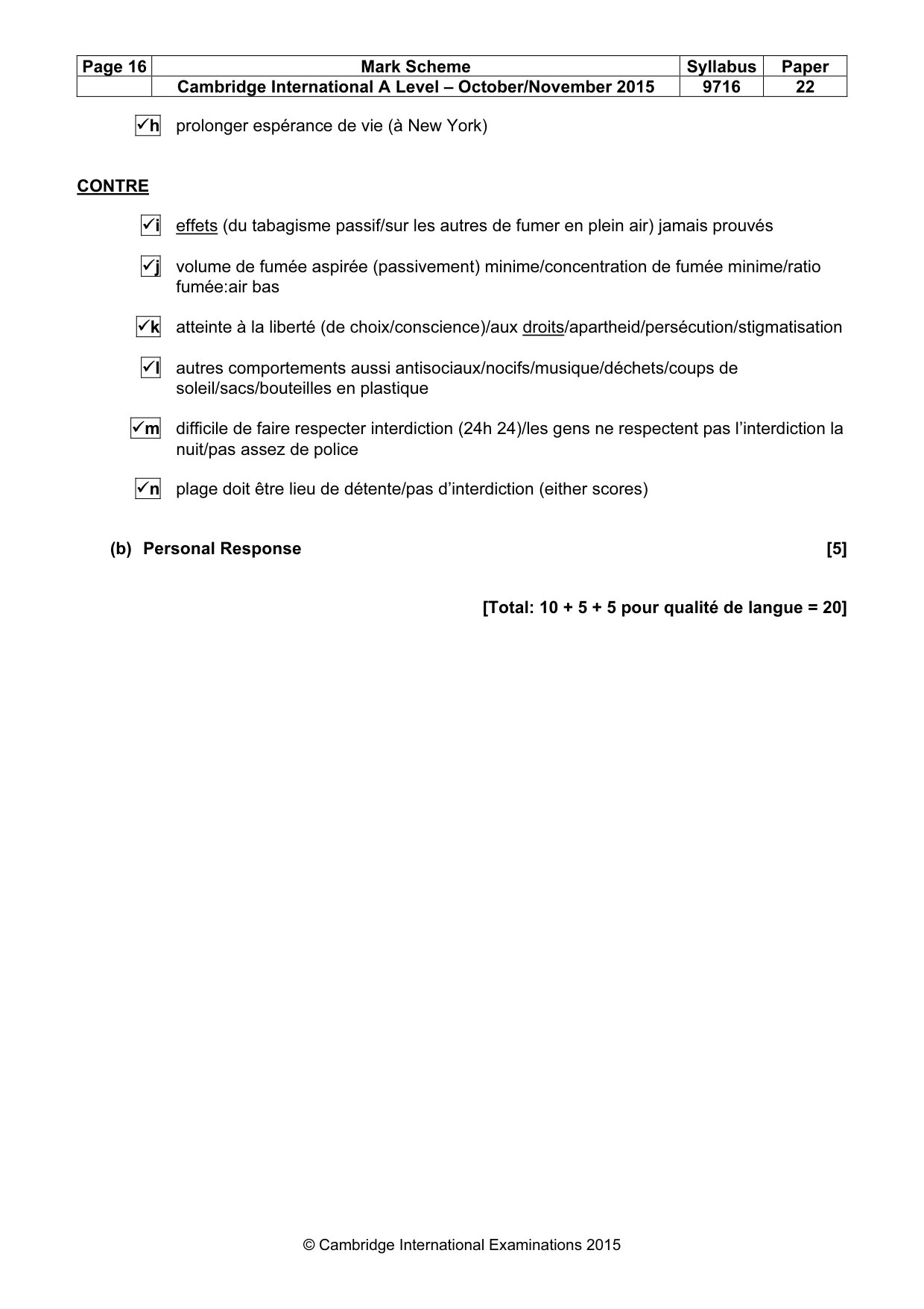 Mark scheme, page 16 of 16