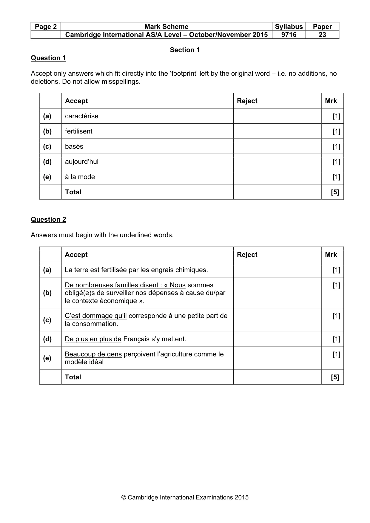 Mark scheme, page 2 of 11