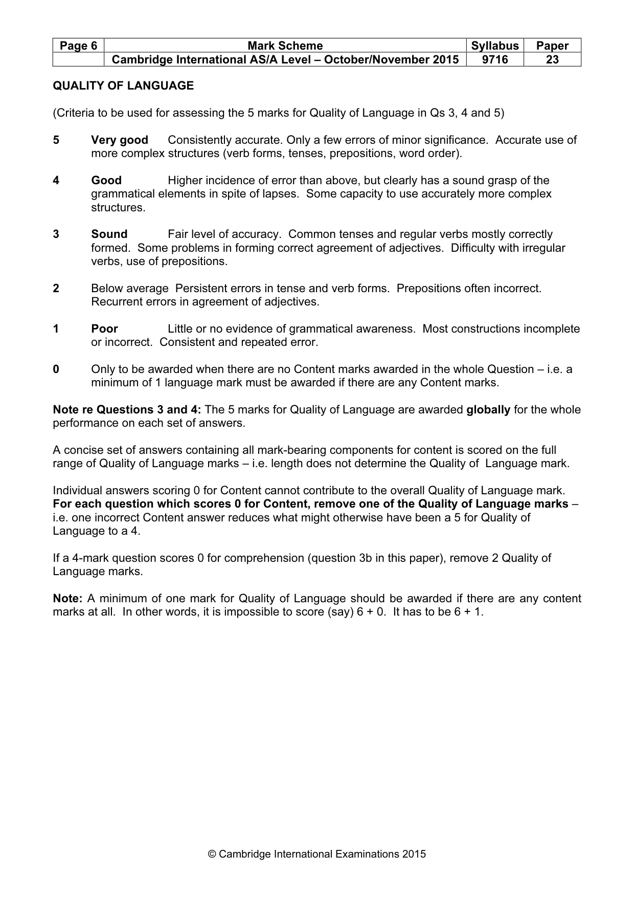 Mark scheme, page 6 of 11