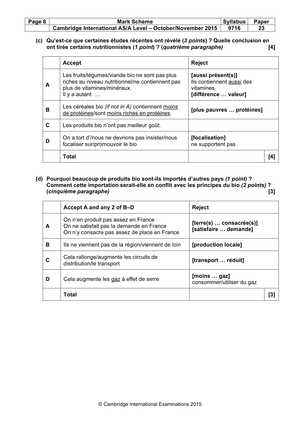 Mark scheme, page 8 of 11