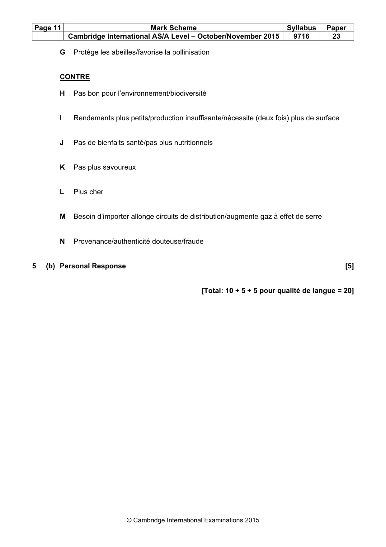 Mark scheme, page 11 of 11