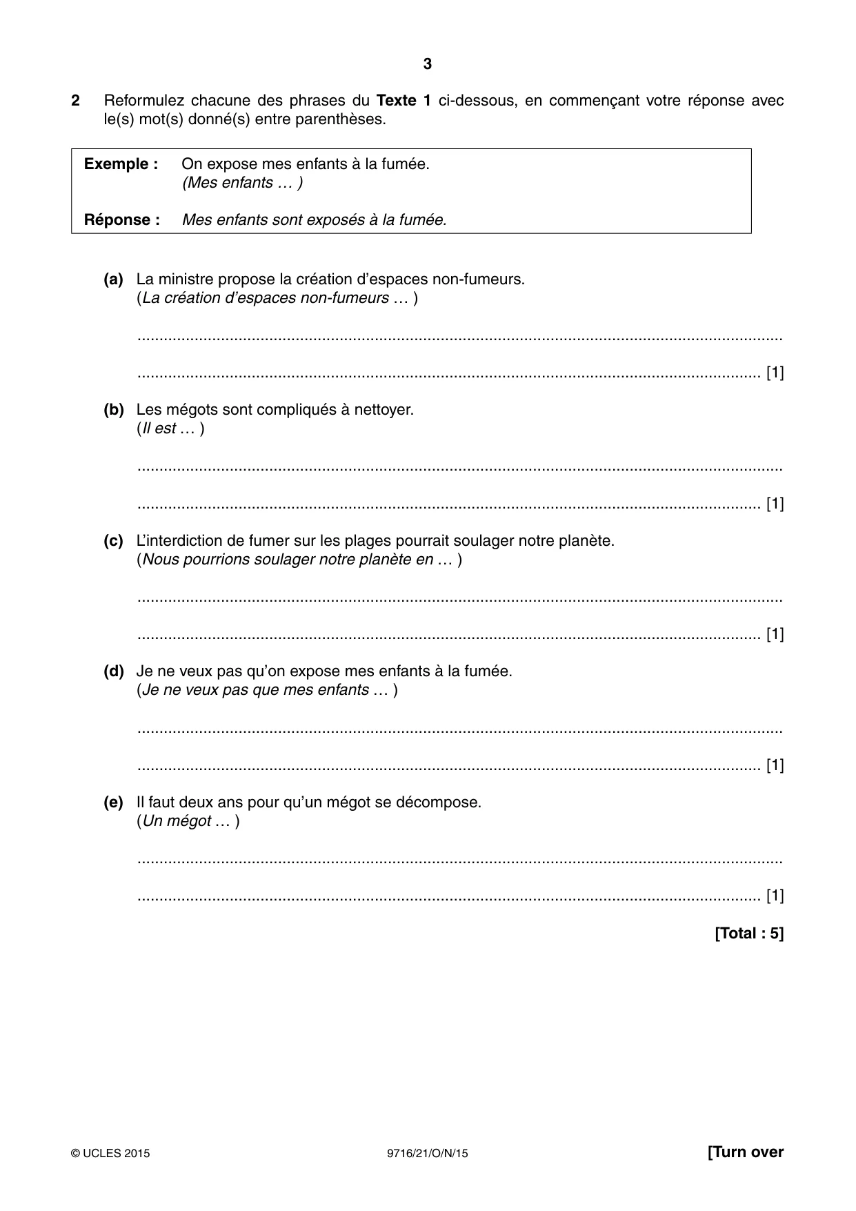 Cambridge A Level French (A Level only) 9716 2015 Oct/Nov Paper 2 · Variant 1 question paper, page 3 of 8