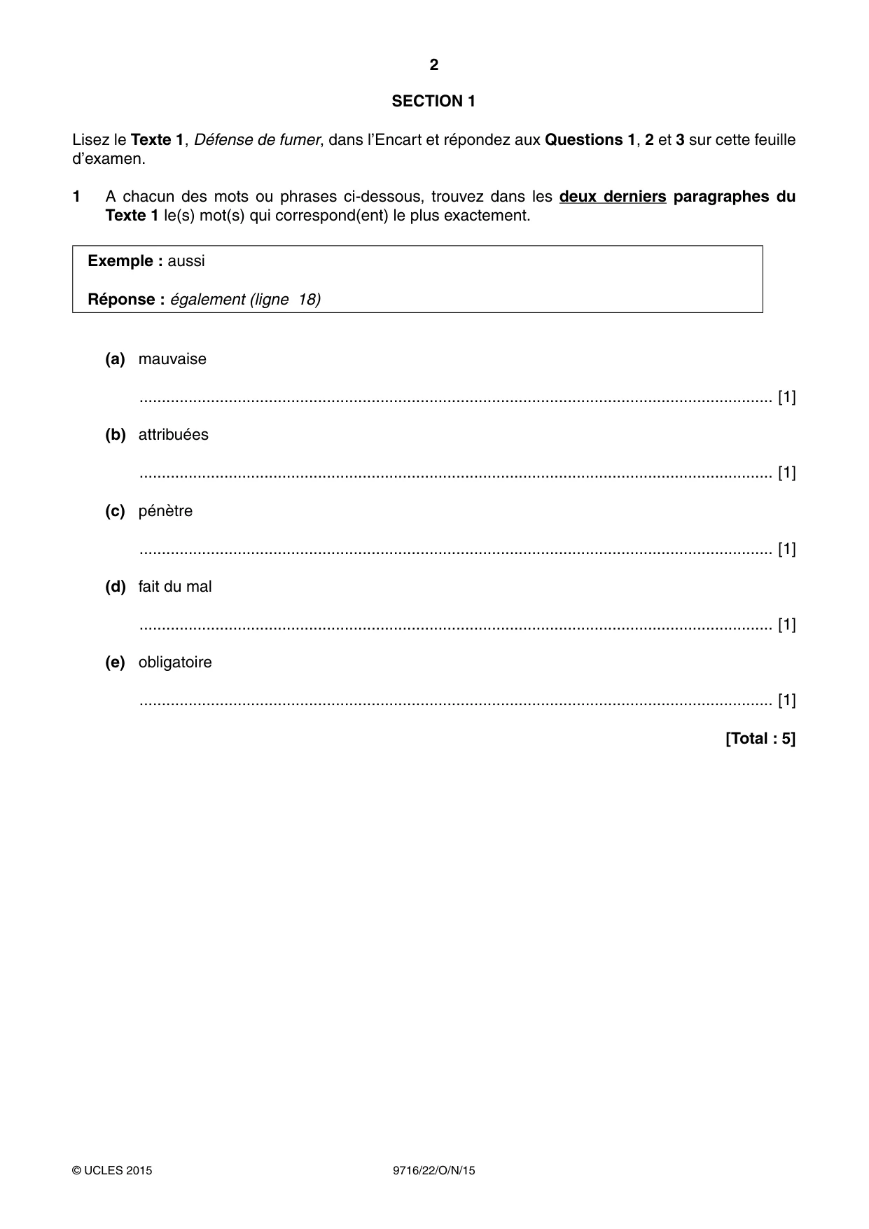 Cambridge A Level French (A Level only) 9716 2015 Oct/Nov Paper 2 · Variant 2 question paper, page 2 of 8