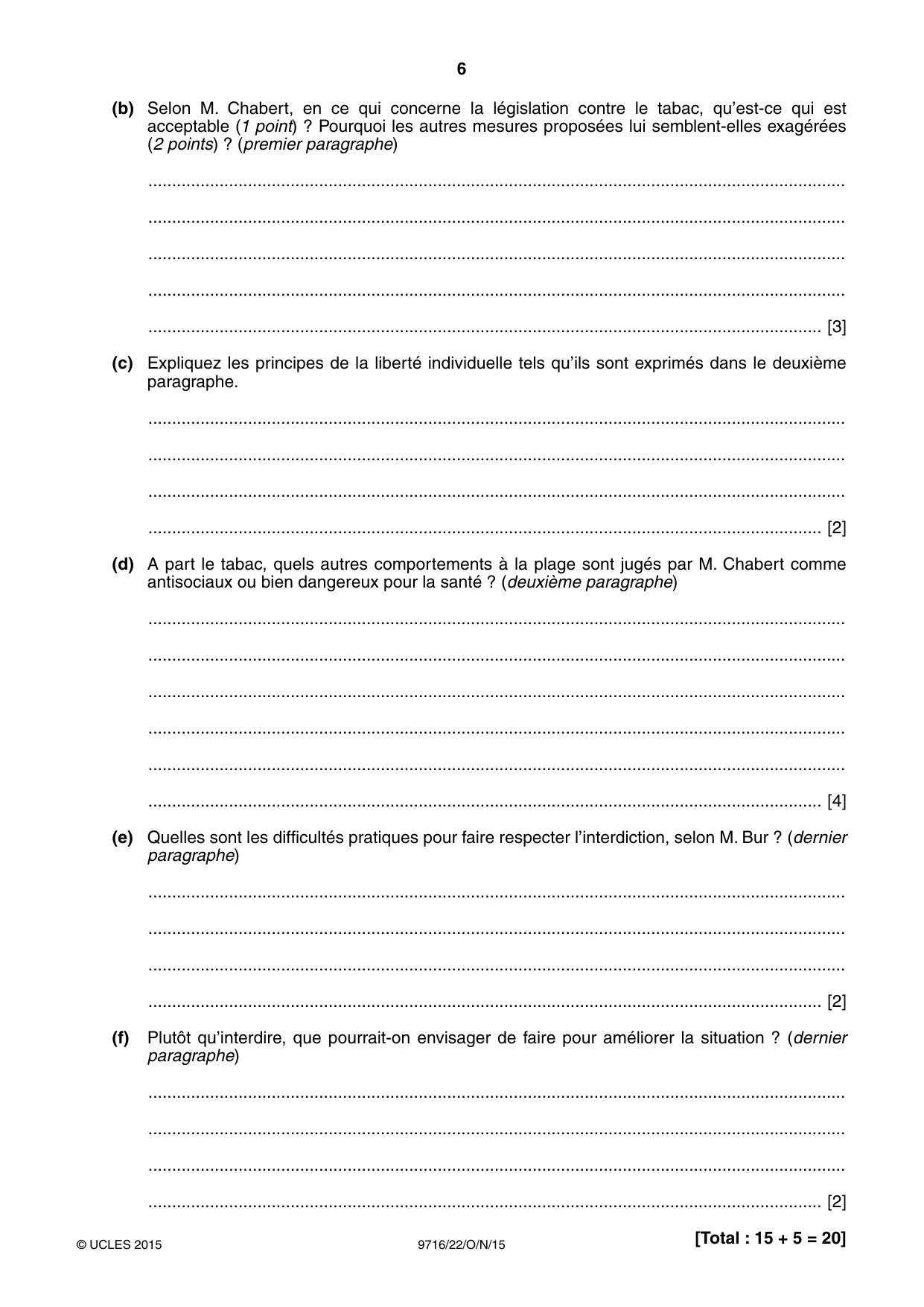 Cambridge A Level French (A Level only) 9716 2015 Oct/Nov Paper 2 · Variant 2 question paper, page 6 of 8