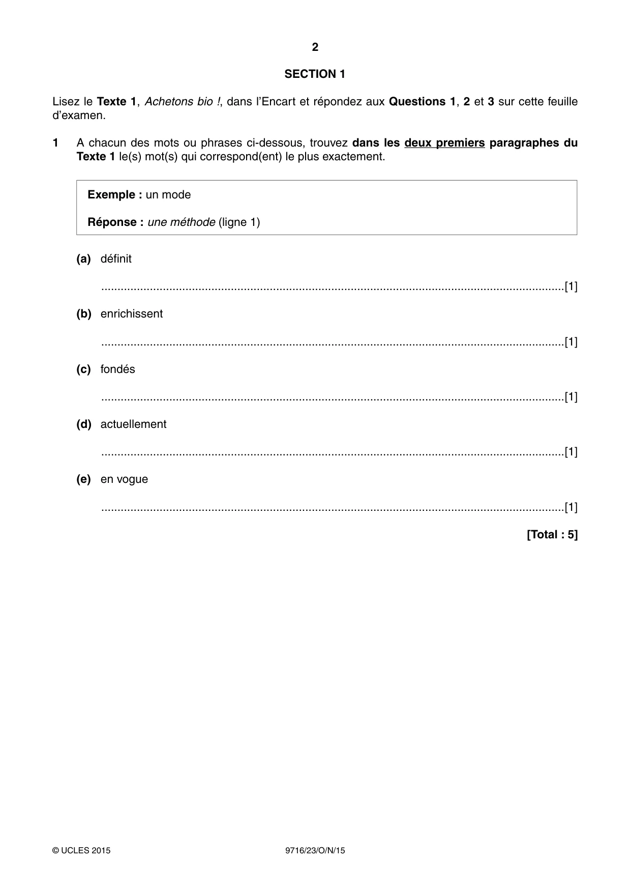 Cambridge A Level French (A Level only) 9716 2015 Oct/Nov Paper 2 · Variant 3 question paper, page 2 of 8