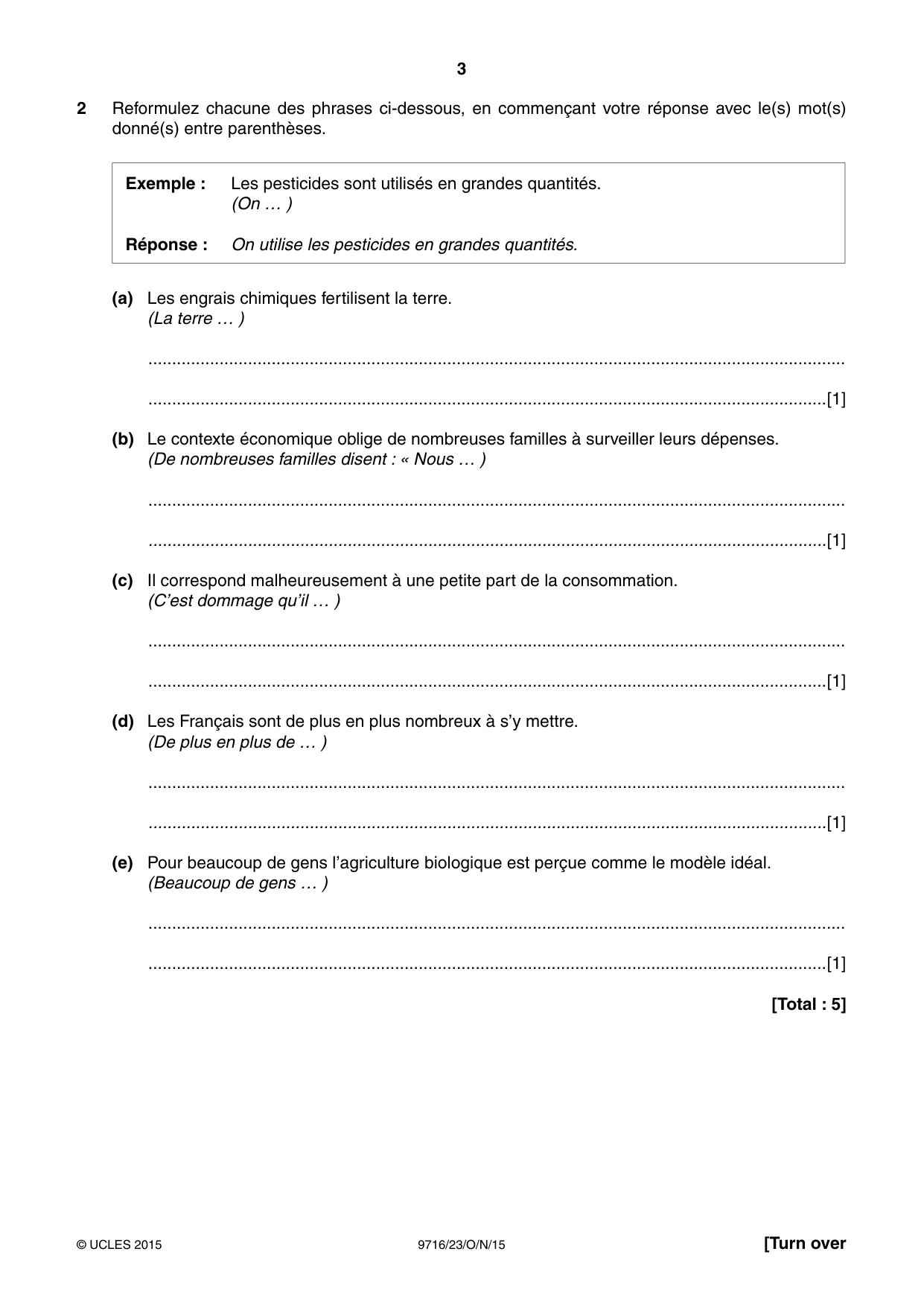 Cambridge A Level French (A Level only) 9716 2015 Oct/Nov Paper 2 · Variant 3 question paper, page 3 of 8