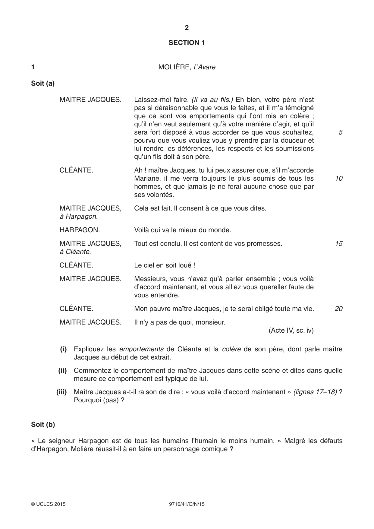 Cambridge A Level French (A Level only) 9716 2015 Oct/Nov Paper 4 · Variant 1 question paper, page 2 of 8