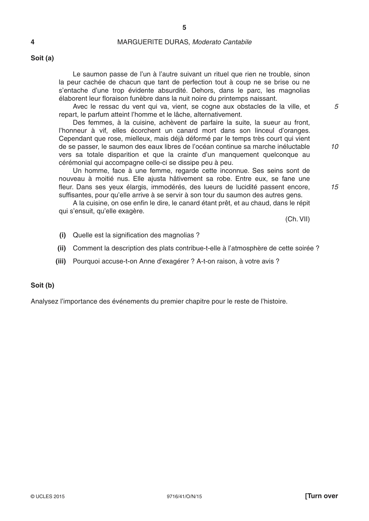 Cambridge A Level French (A Level only) 9716 2015 Oct/Nov Paper 4 · Variant 1 question paper, page 5 of 8