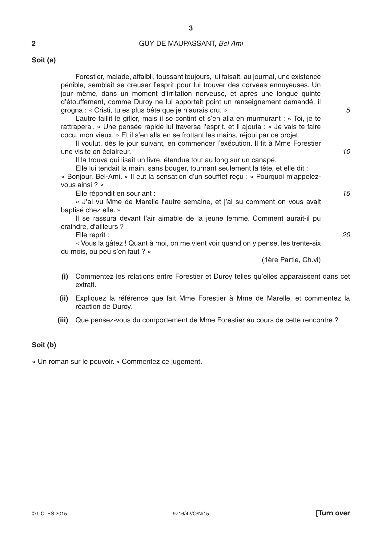 Cambridge A Level French (A Level only) 9716 2015 Oct/Nov Paper 4 · Variant 2 question paper, page 3 of 8