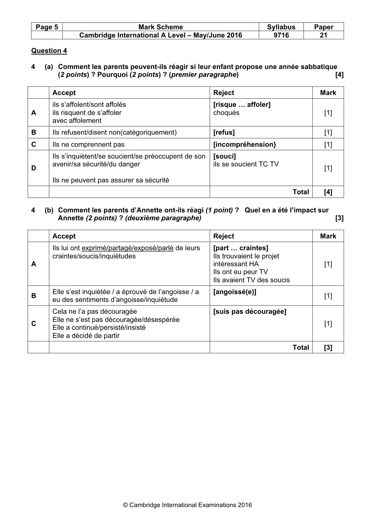 Mark scheme, page 5 of 7