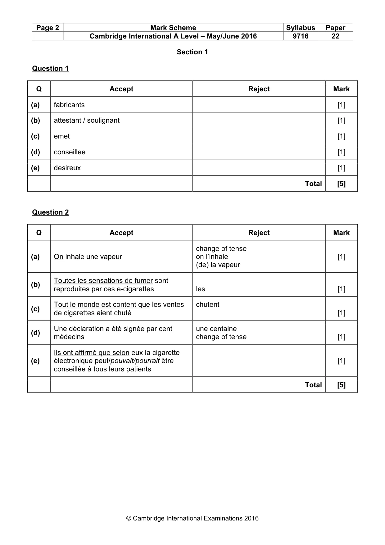 Mark scheme, page 2 of 9