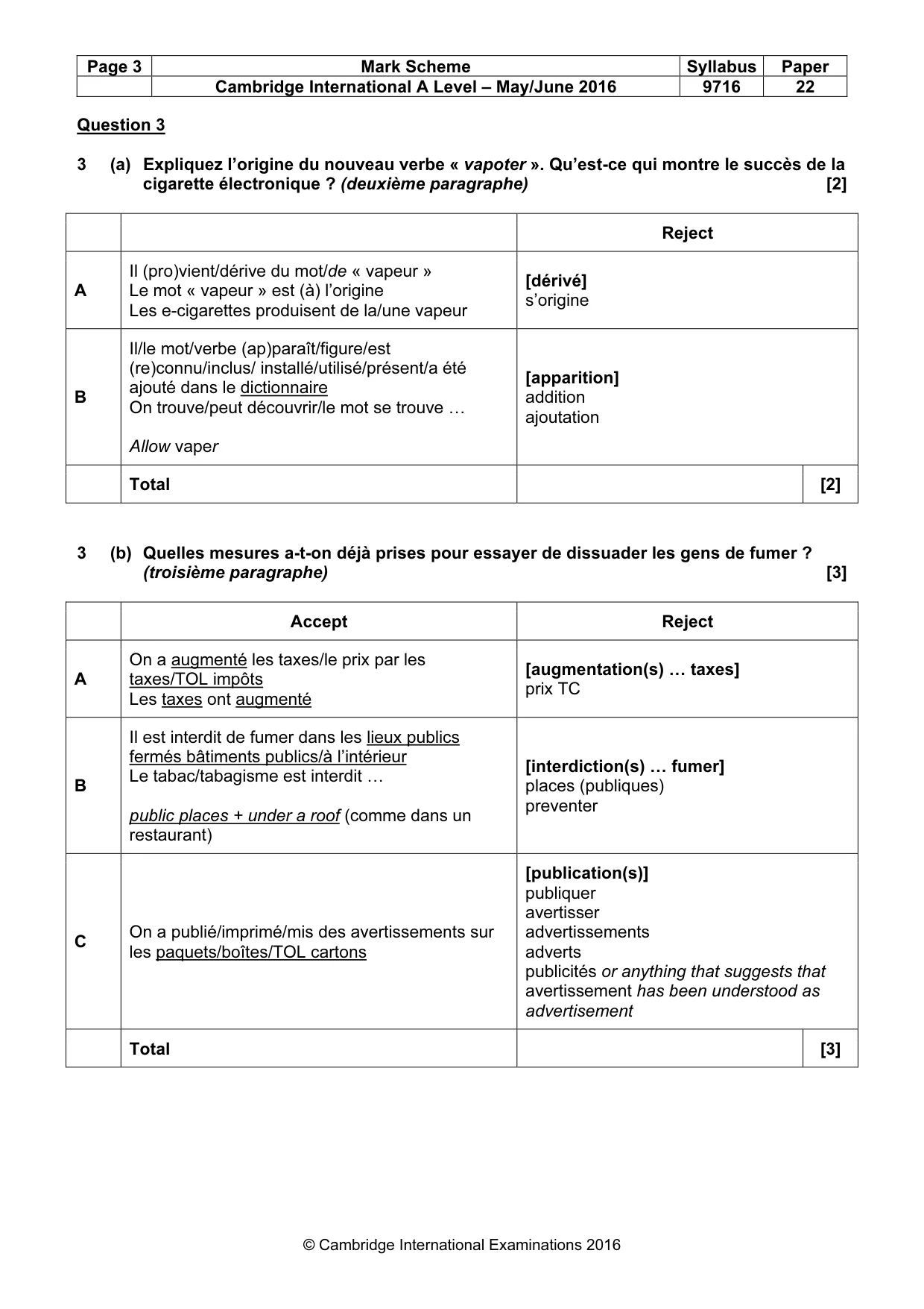 Mark scheme, page 3 of 9