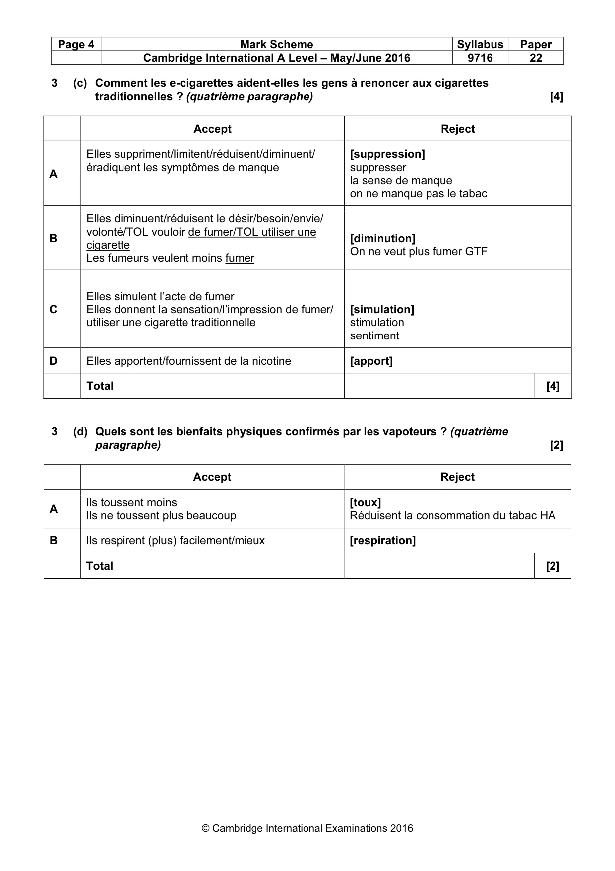 Mark scheme, page 4 of 9