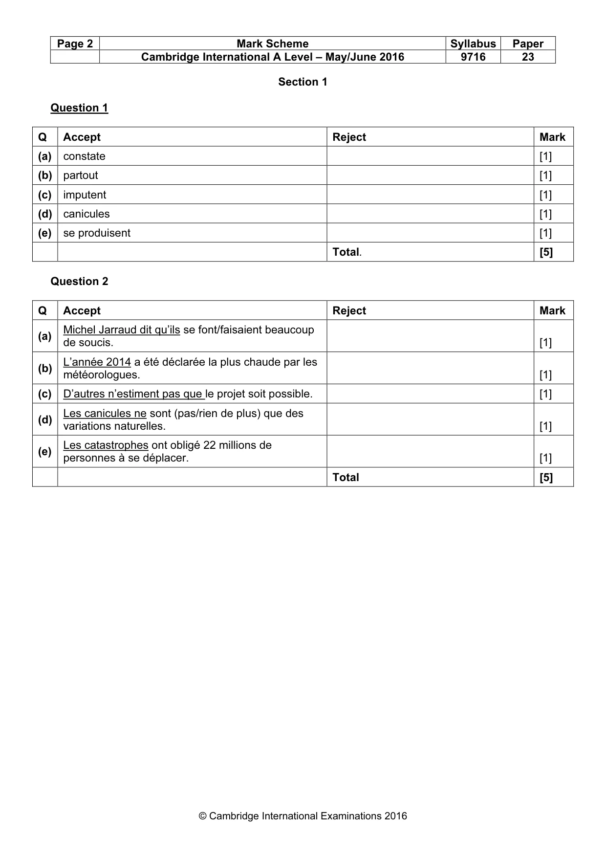 Mark scheme, page 2 of 7