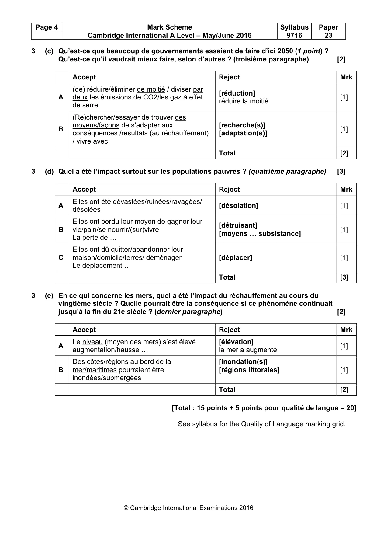 Mark scheme, page 4 of 7