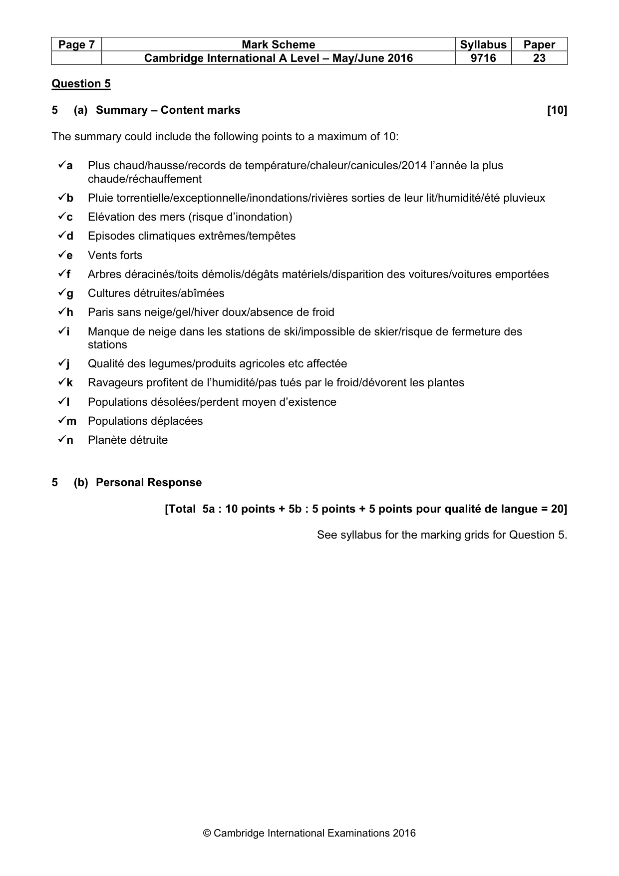 Mark scheme, page 7 of 7