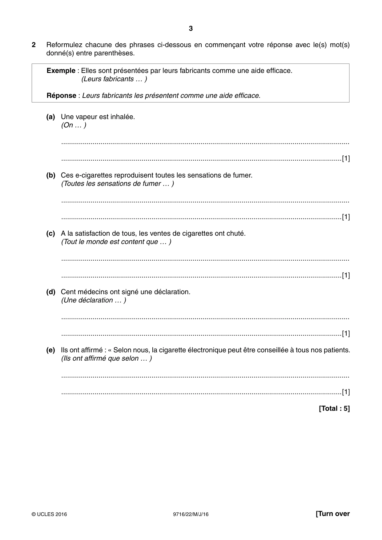 Cambridge A Level French (A Level only) 9716 2016 May/June Paper 2 · Variant 2 question paper, page 3 of 8