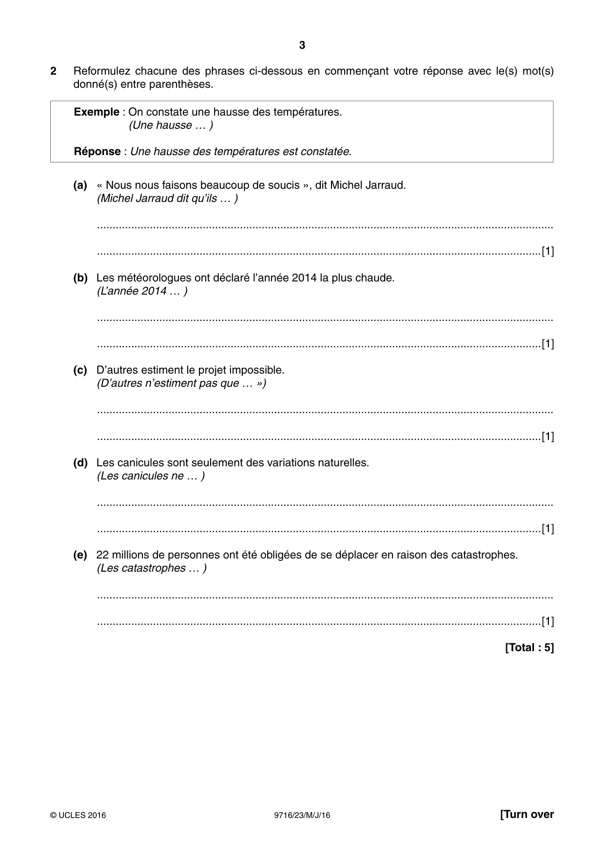 Cambridge A Level French (A Level only) 9716 2016 May/June Paper 2 · Variant 3 question paper, page 3 of 8