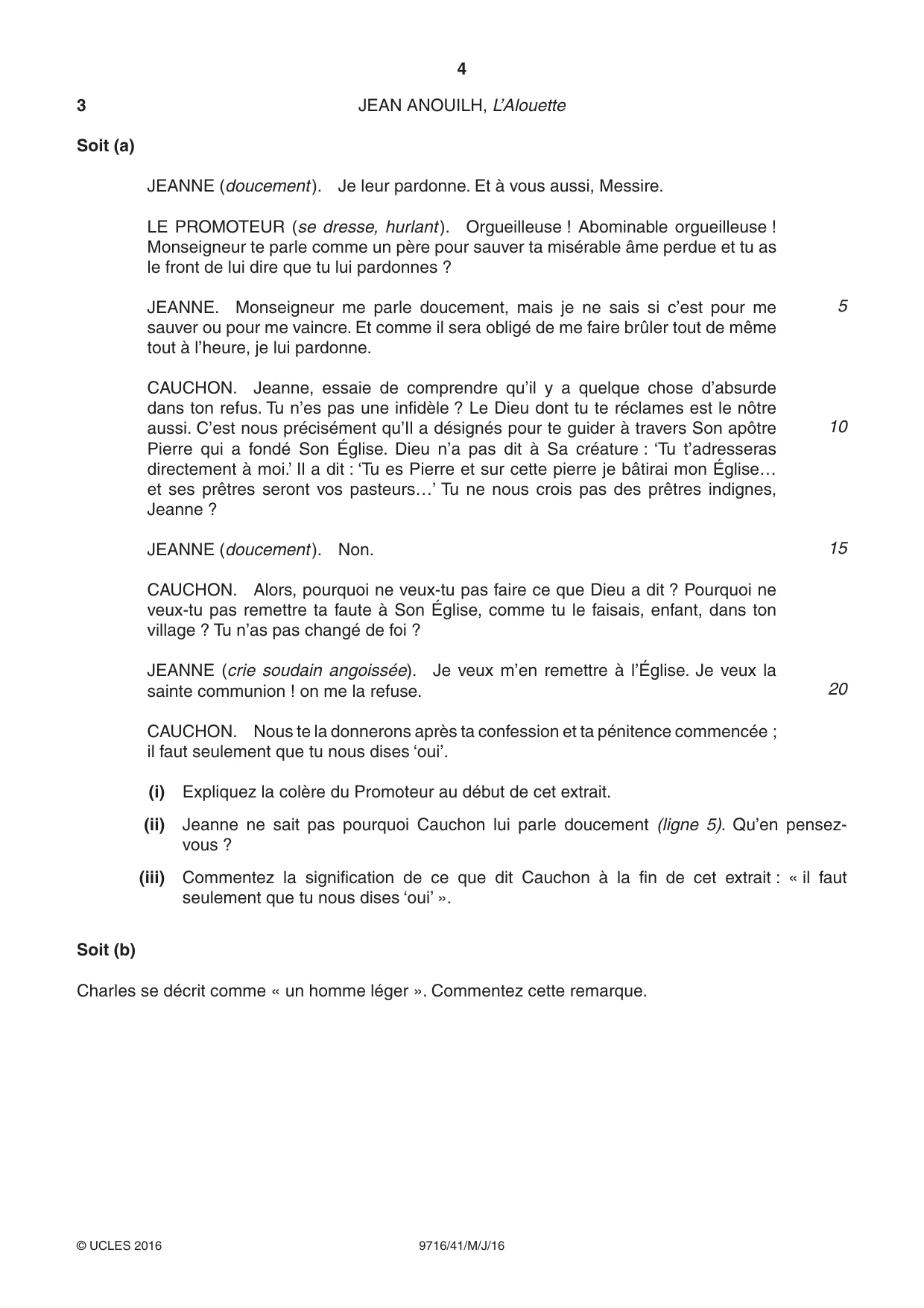 Cambridge A Level French (A Level only) 9716 2016 May/June Paper 4 · Variant 1 question paper, page 4 of 8