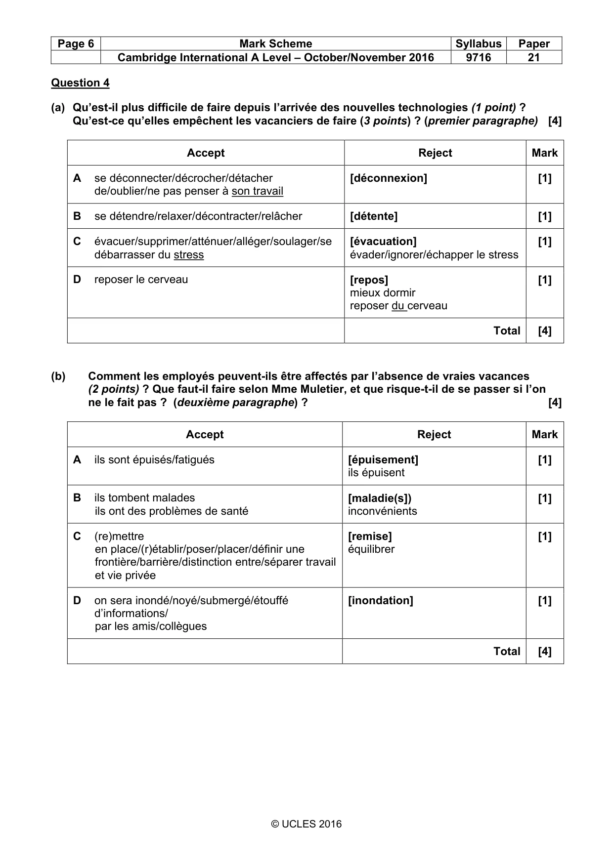 Mark scheme, page 6 of 8