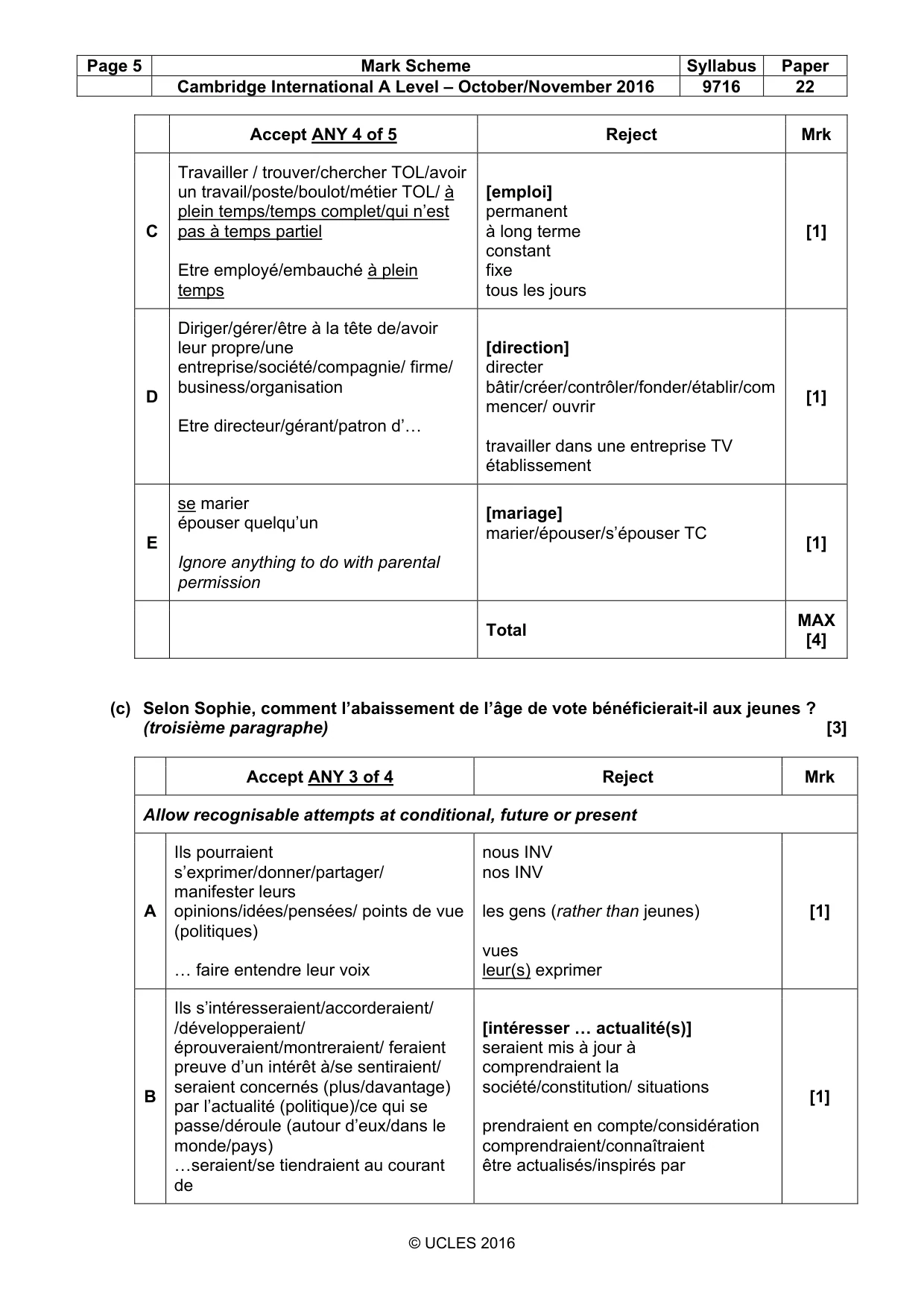 Mark scheme, page 5 of 15