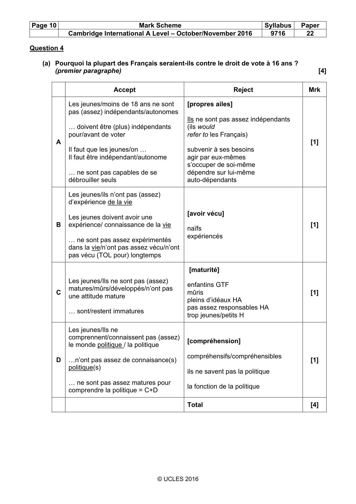 Mark scheme, page 10 of 15