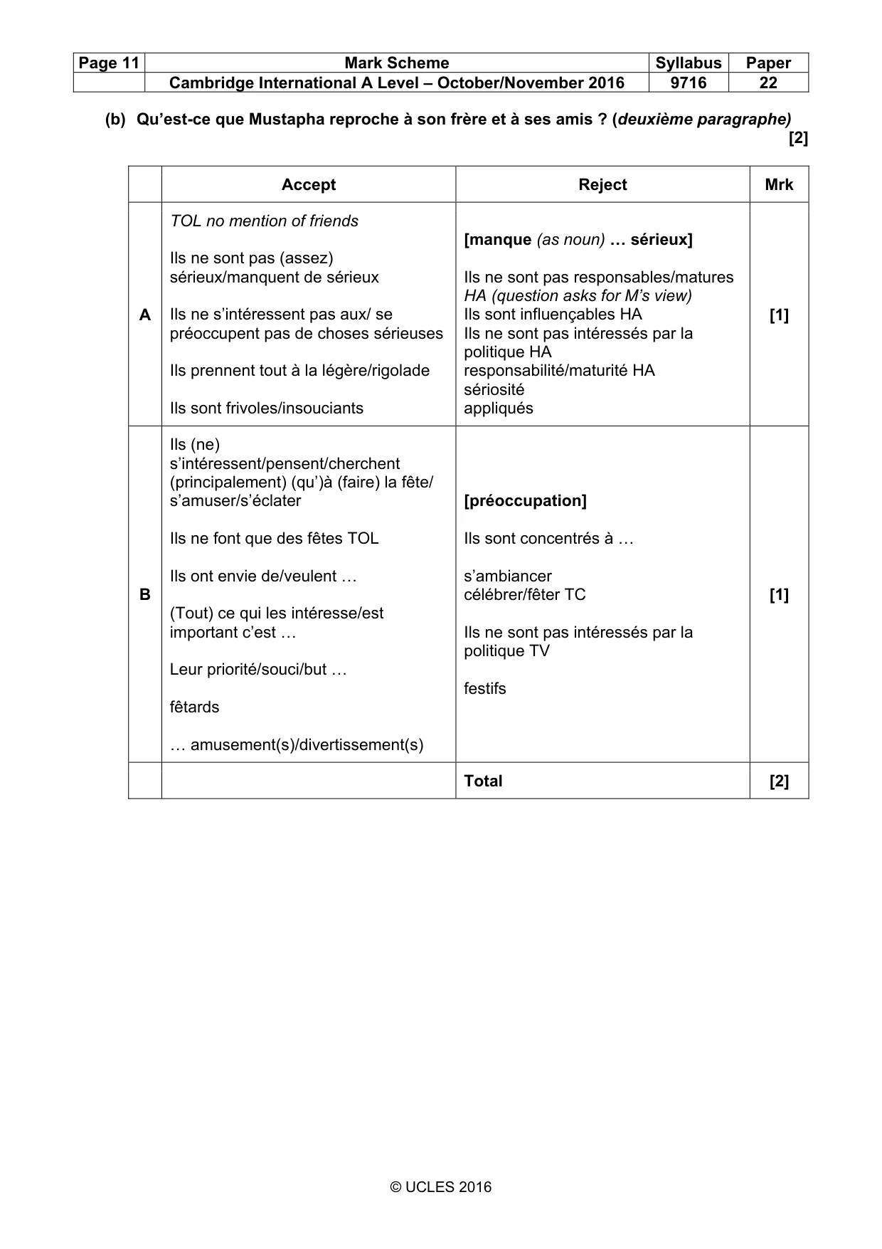 Mark scheme, page 11 of 15