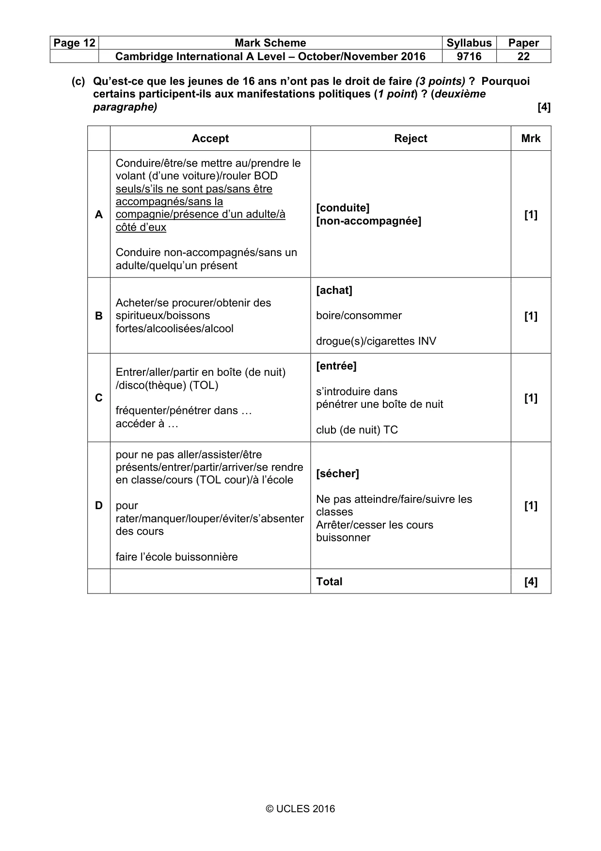 Mark scheme, page 12 of 15