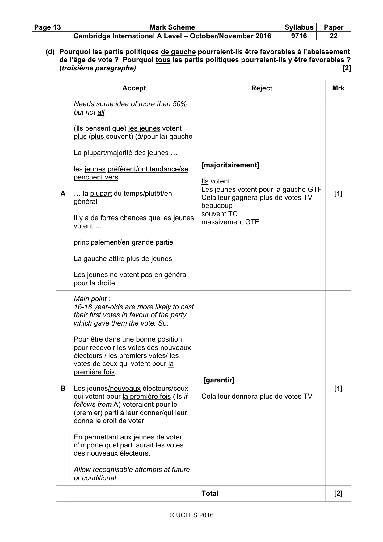 Mark scheme, page 13 of 15