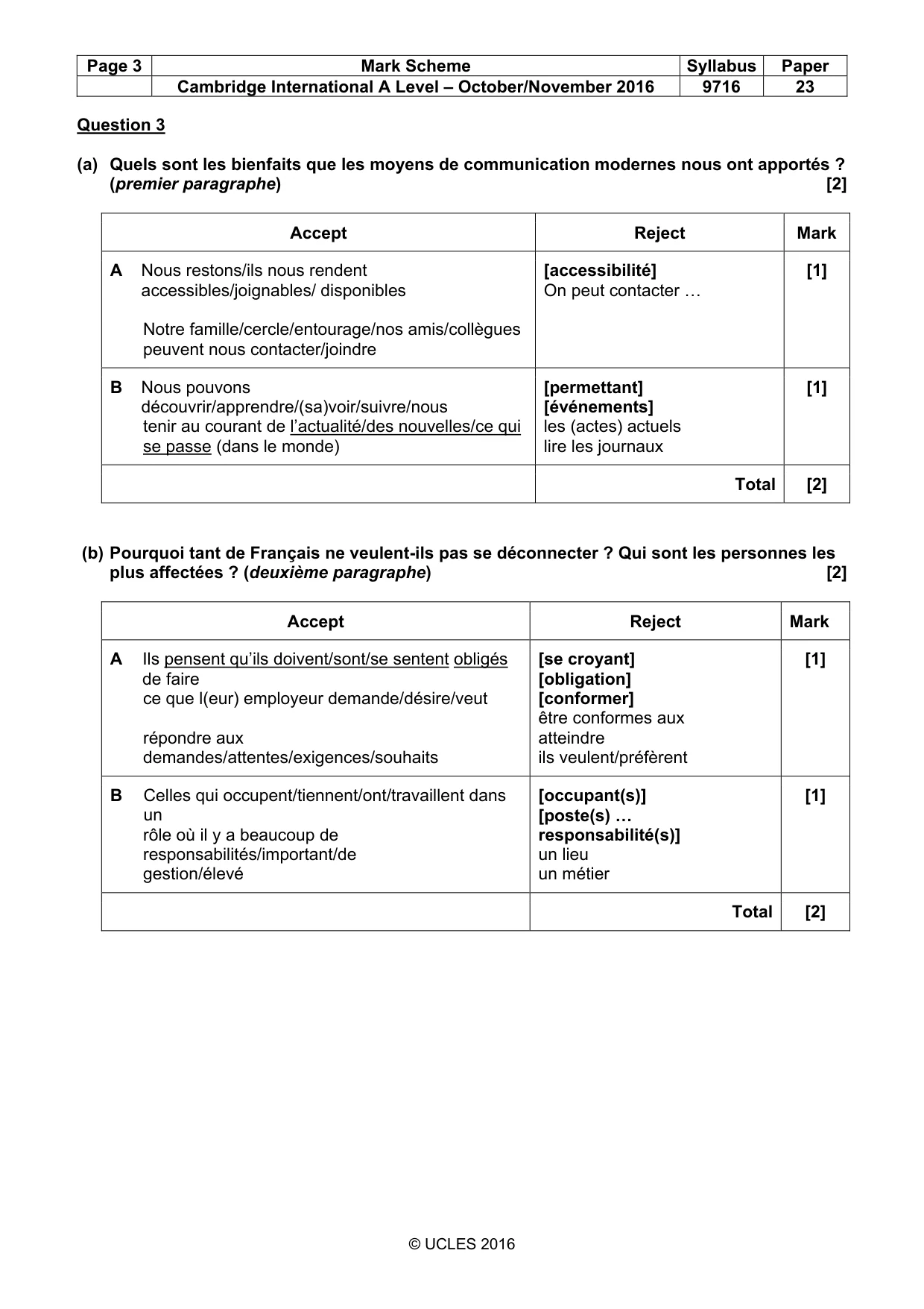 Mark scheme, page 3 of 8