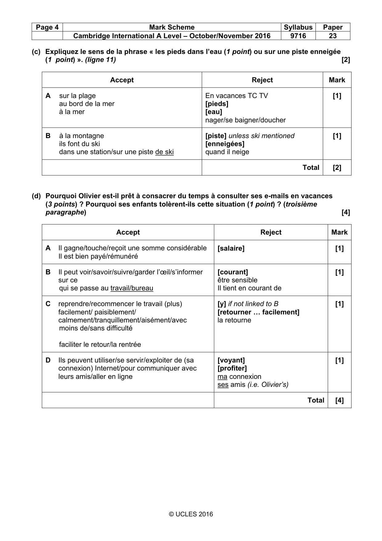 Mark scheme, page 4 of 8