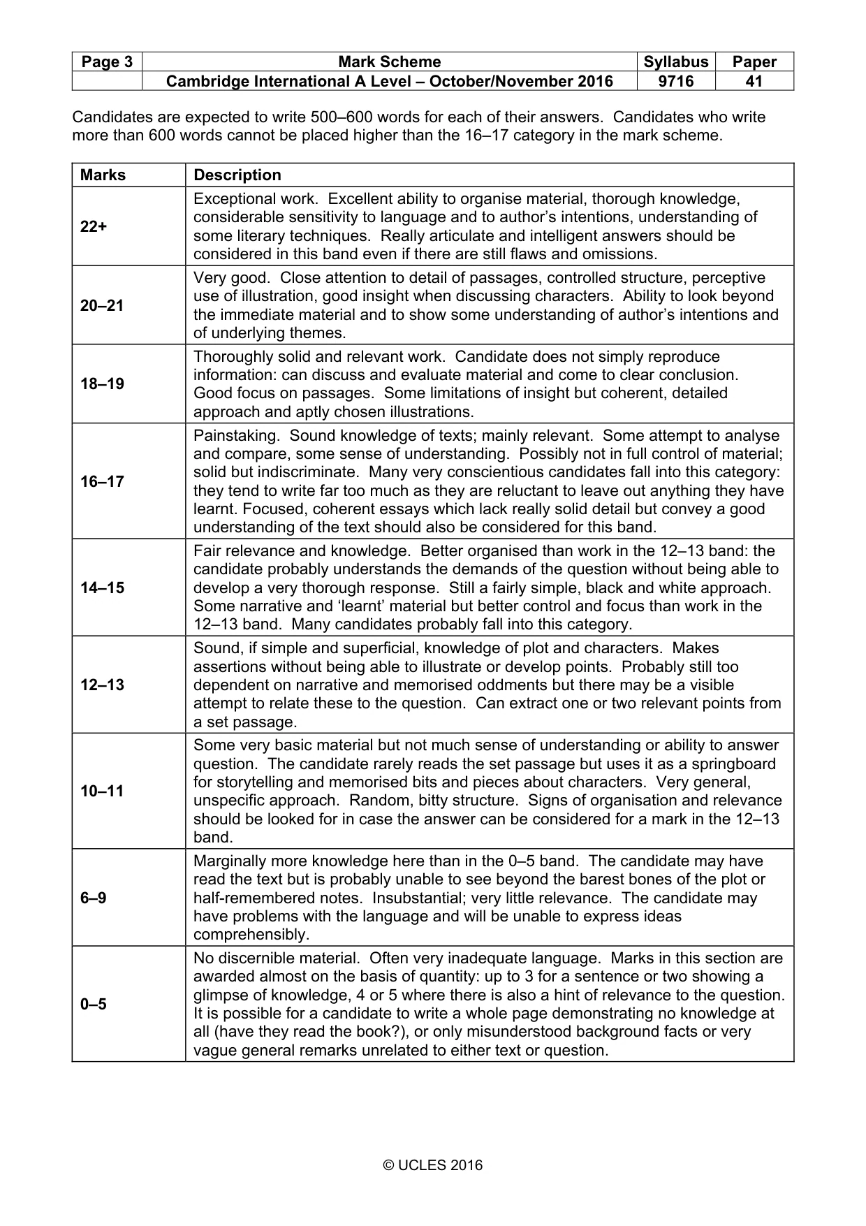Mark scheme, page 3 of 3