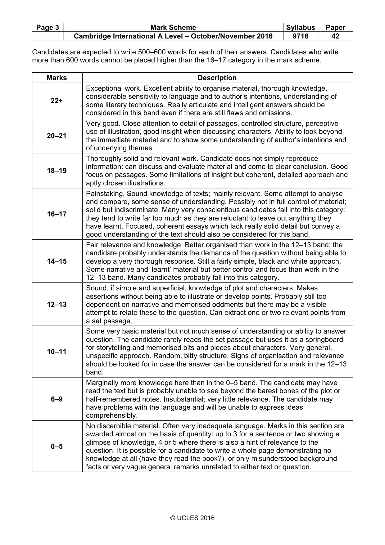 Mark scheme, page 3 of 3