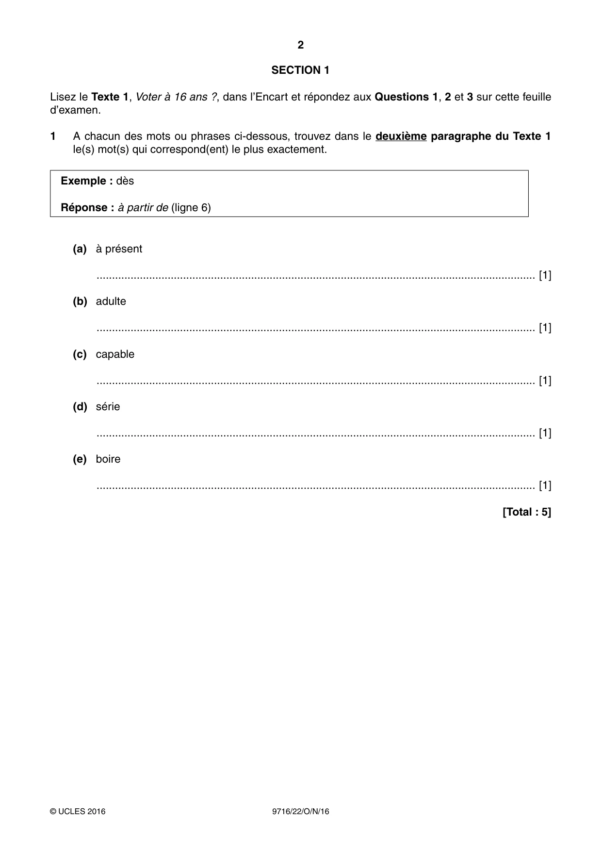 Cambridge A Level French (A Level only) 9716 2016 Oct/Nov Paper 2 · Variant 2 question paper, page 2 of 8