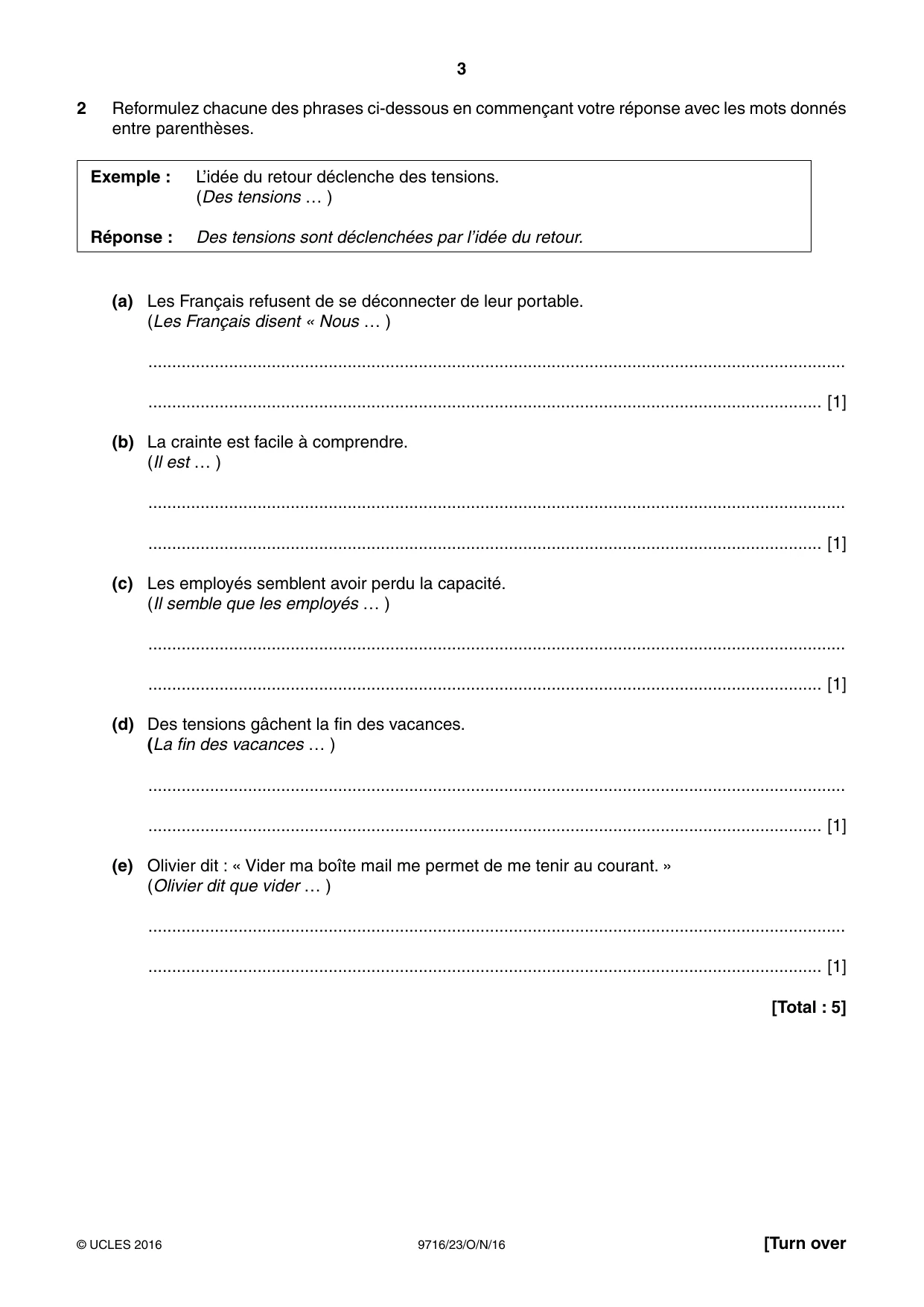 Cambridge A Level French (A Level only) 9716 2016 Oct/Nov Paper 2 · Variant 3 question paper, page 3 of 8