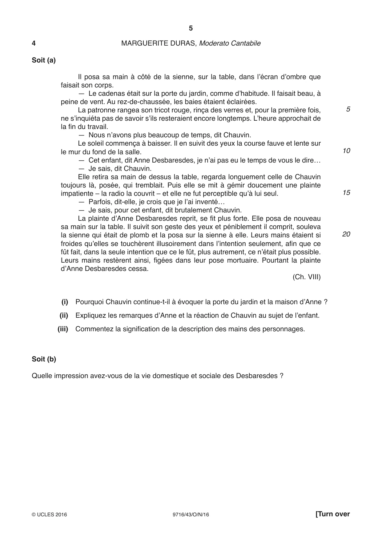 Cambridge A Level French (A Level only) 9716 2016 Oct/Nov Paper 4 · Variant 3 question paper, page 5 of 8
