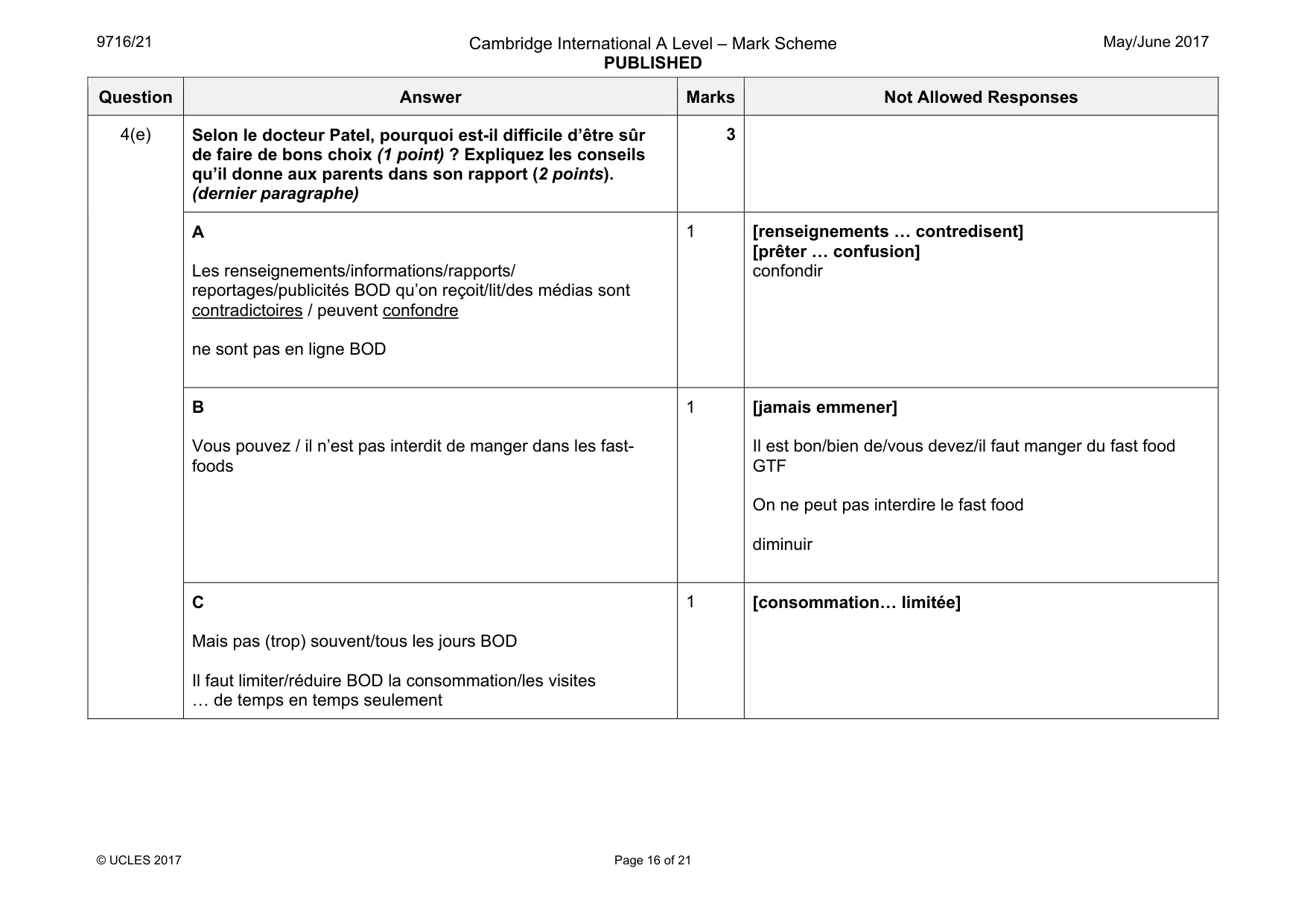 Mark scheme, page 16 of 21