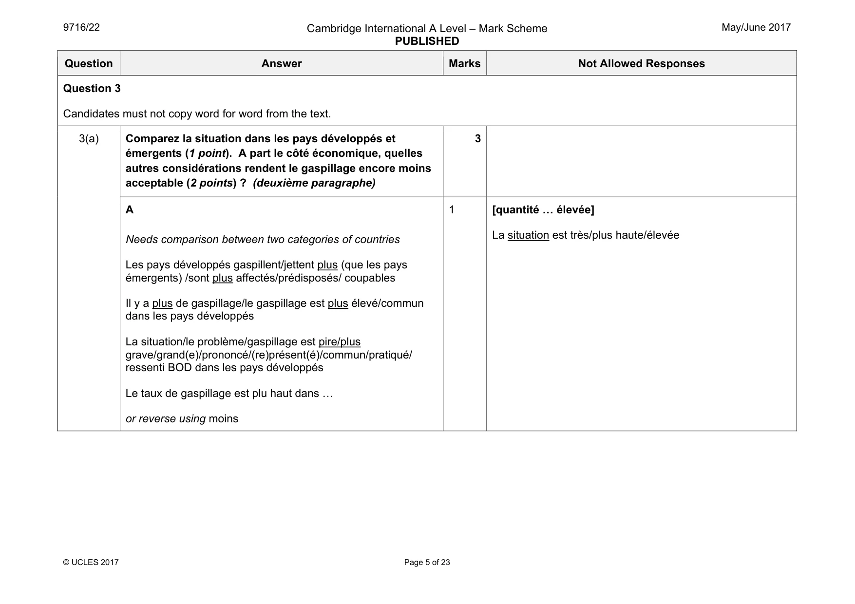 Mark scheme, page 5 of 23