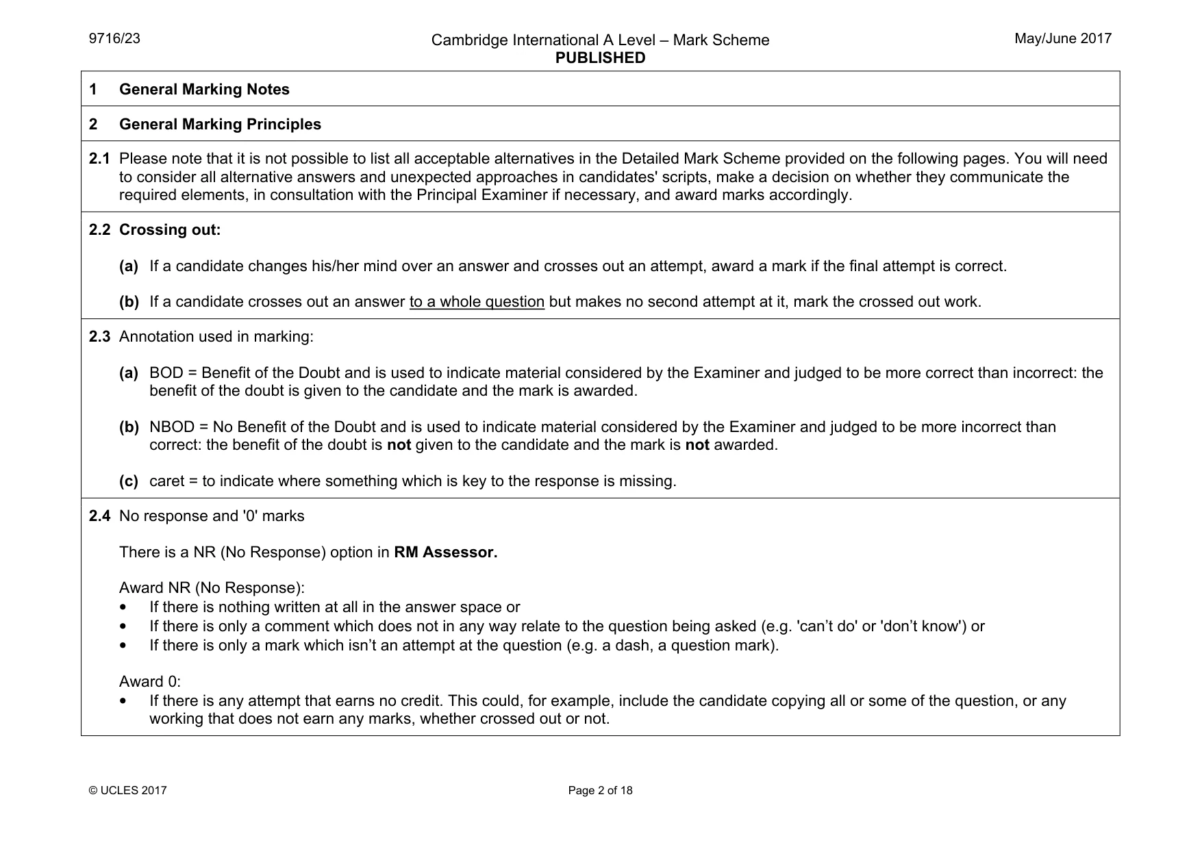 Mark scheme, page 2 of 18